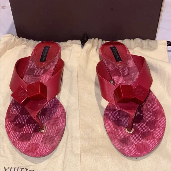 Louis Vuitton Red Jelly Sandals - Picture 3 of 9